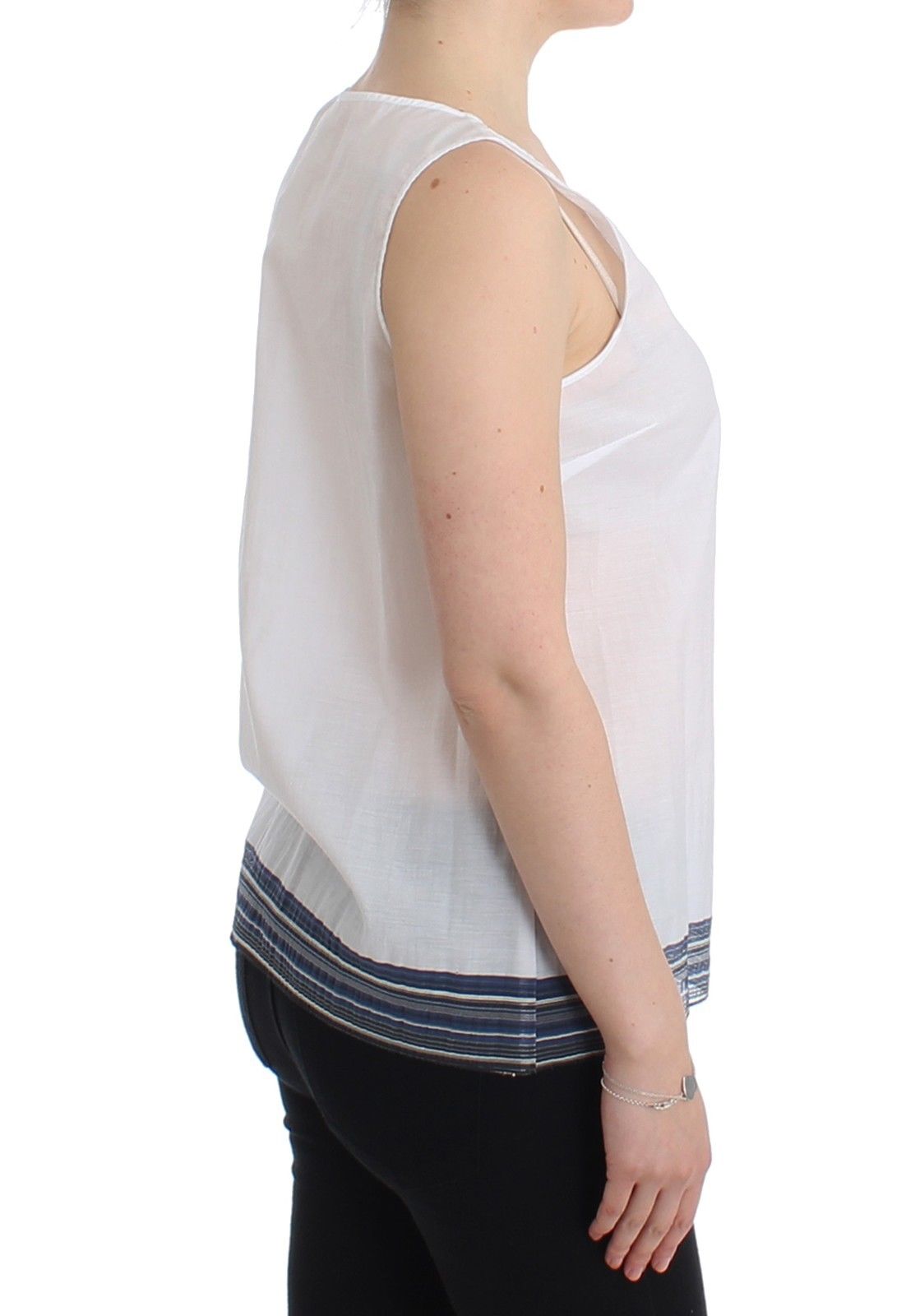 Ermanno Scervino White Blue Top Blouse Tank Shirt Sleeveless | Regal Royce