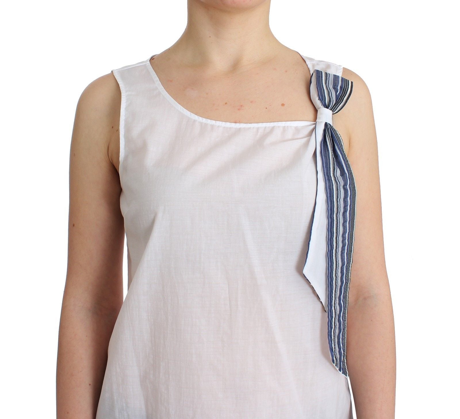 Ermanno Scervino White Blue Top Blouse Tank Shirt Sleeveless | Regal Royce