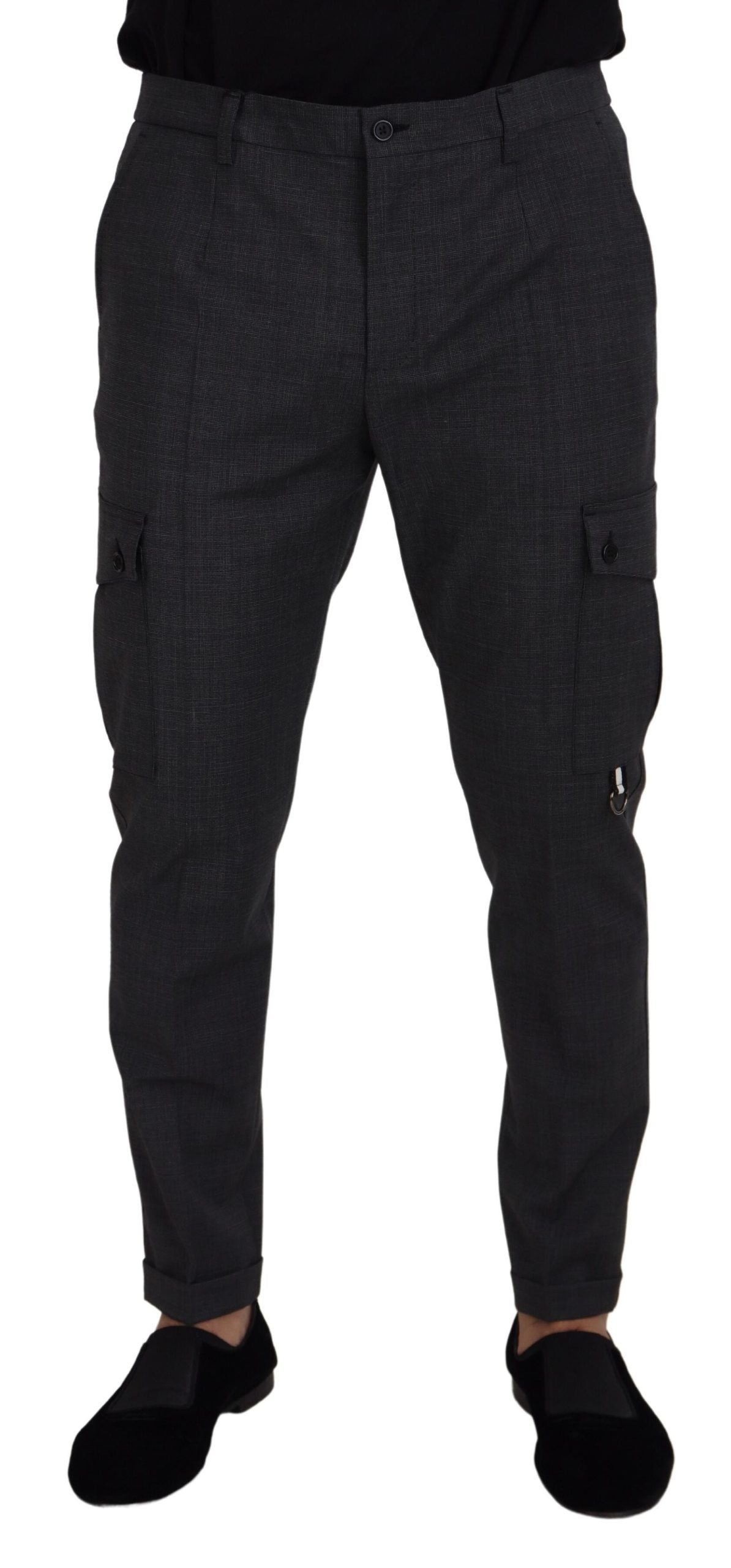 Dolce & Gabbana Gray Checked Cargo Trousers Stretch Pants | Regal Royce