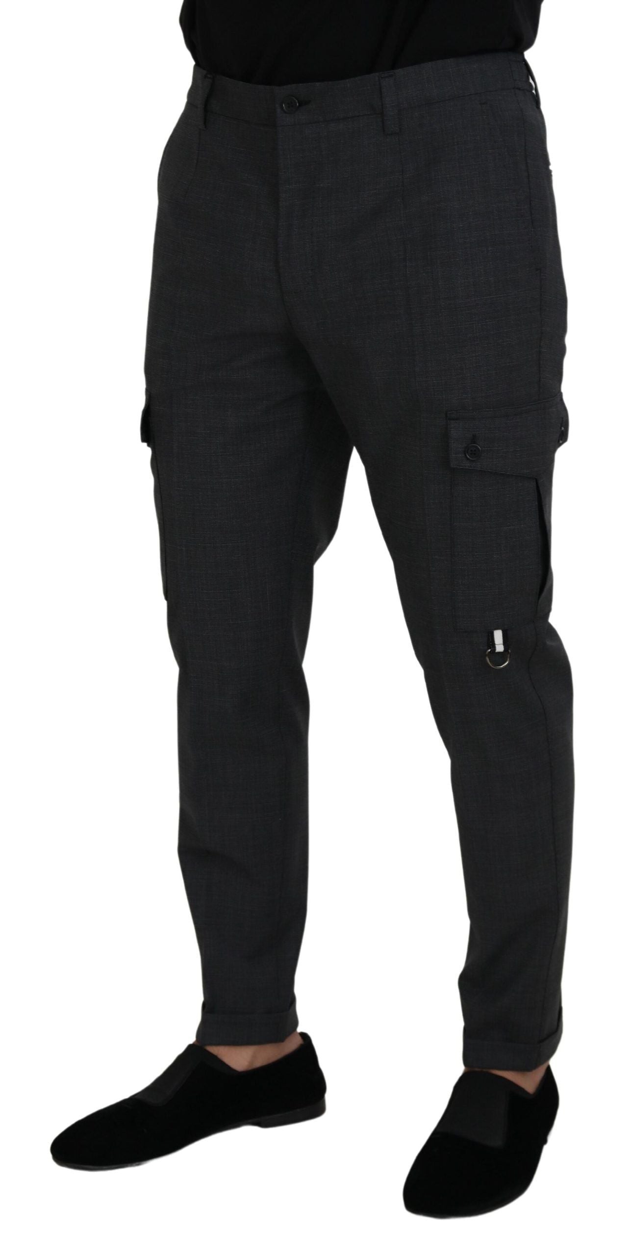 Dolce & Gabbana Gray Checked Cargo Trousers Stretch Pants | Regal Royce