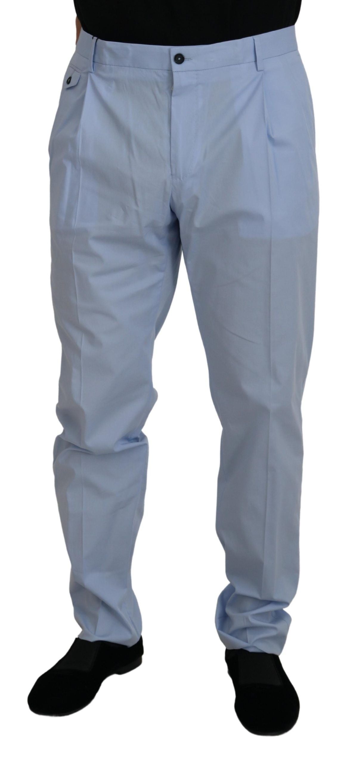 Dolce & Gabbana Blue Cotton Stretch Trousers Chinos Pants | Regal Royce