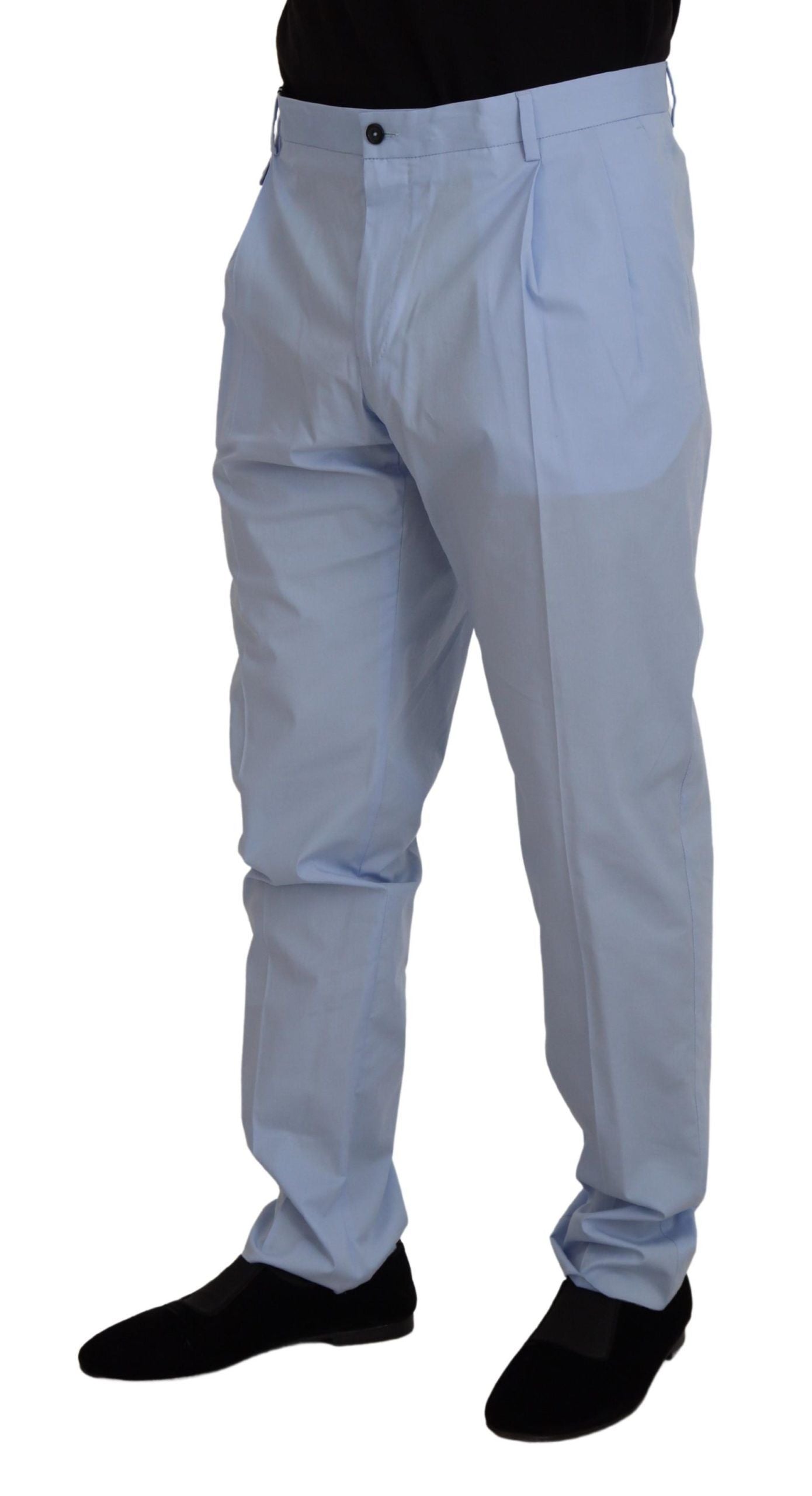 Dolce & Gabbana Blue Cotton Stretch Trousers Chinos Pants | Regal Royce