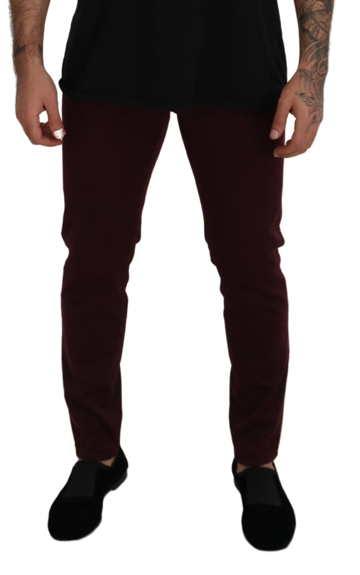 Dolce & Gabbana Bordeaux Cotton Stretch GOLD Denim Jeans | Regal Royce