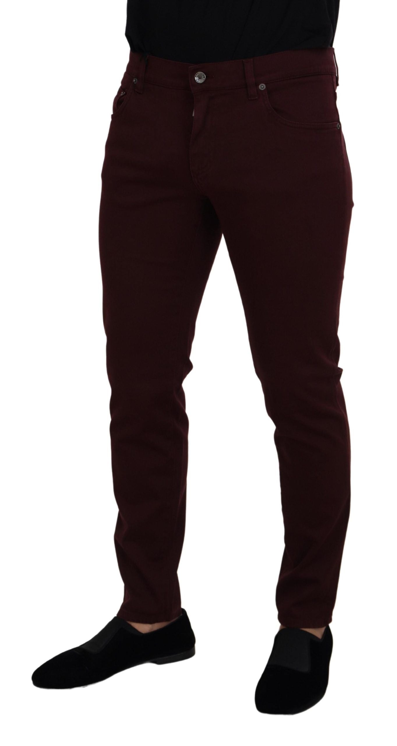 Dolce & Gabbana Bordeaux Cotton Stretch GOLD Denim Jeans | Regal Royce