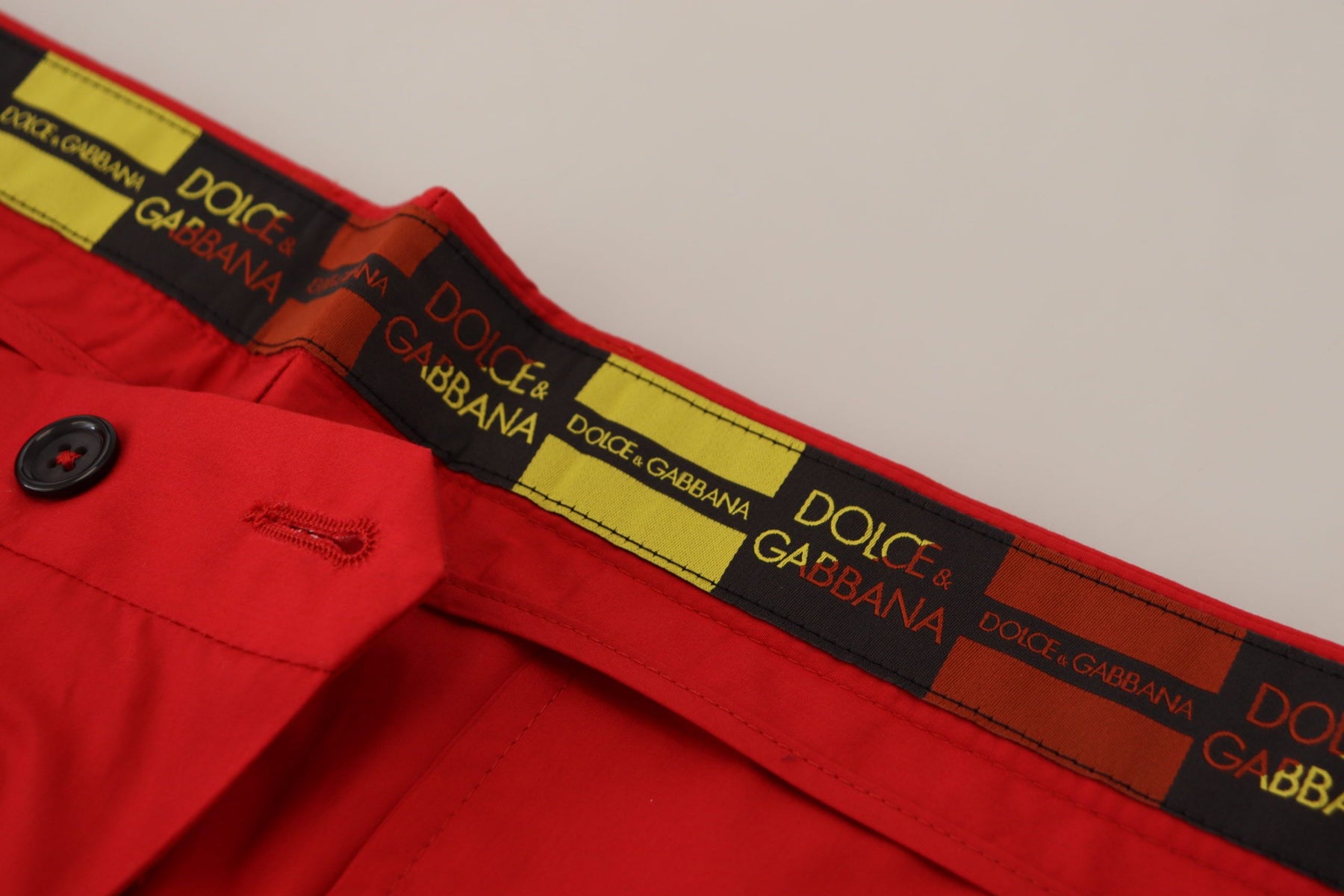 Dolce & Gabbana Red Cotton Slim Fit Trousers Chinos Pants | Regal Royce