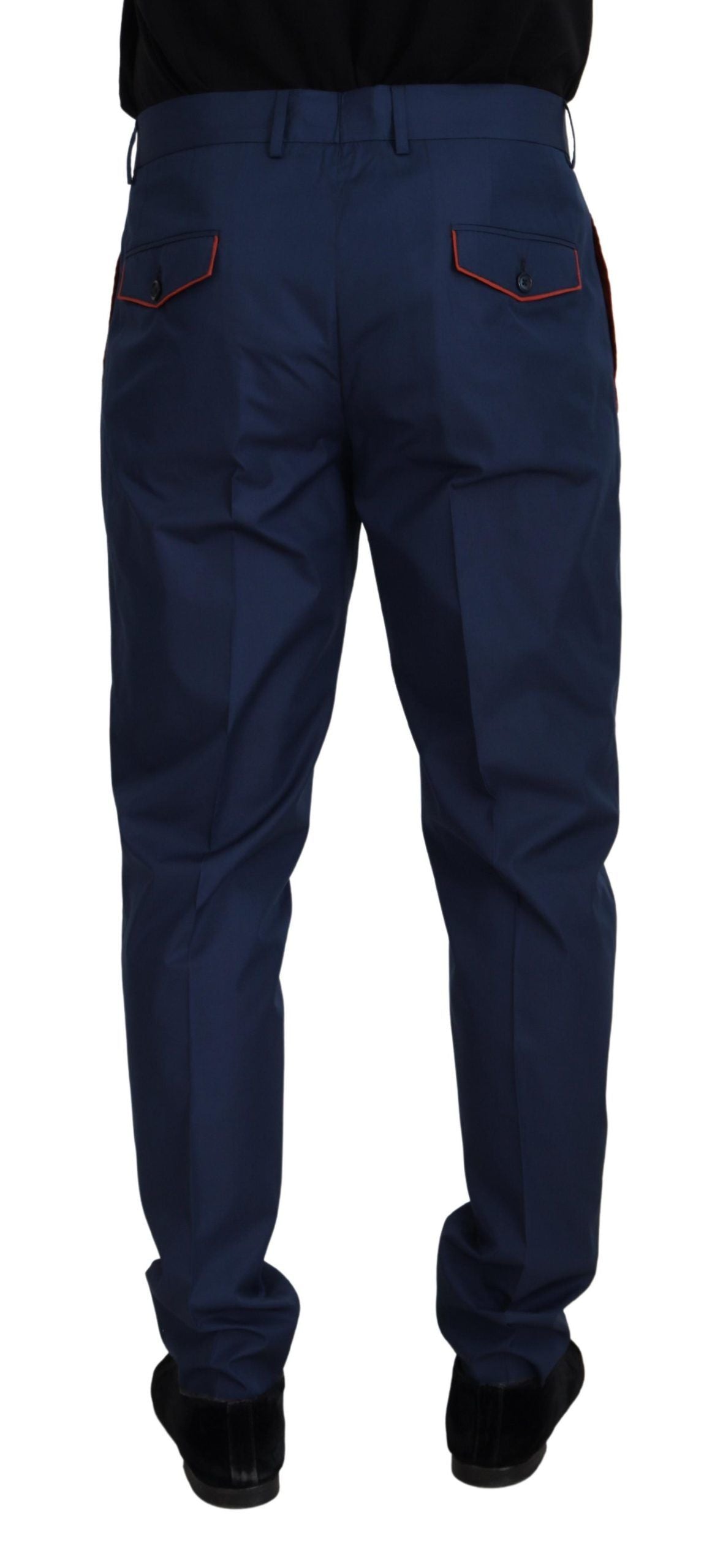 Dolce & Gabbana Blue Cotton Silk Trousers Chinos Pants | Regal Royce