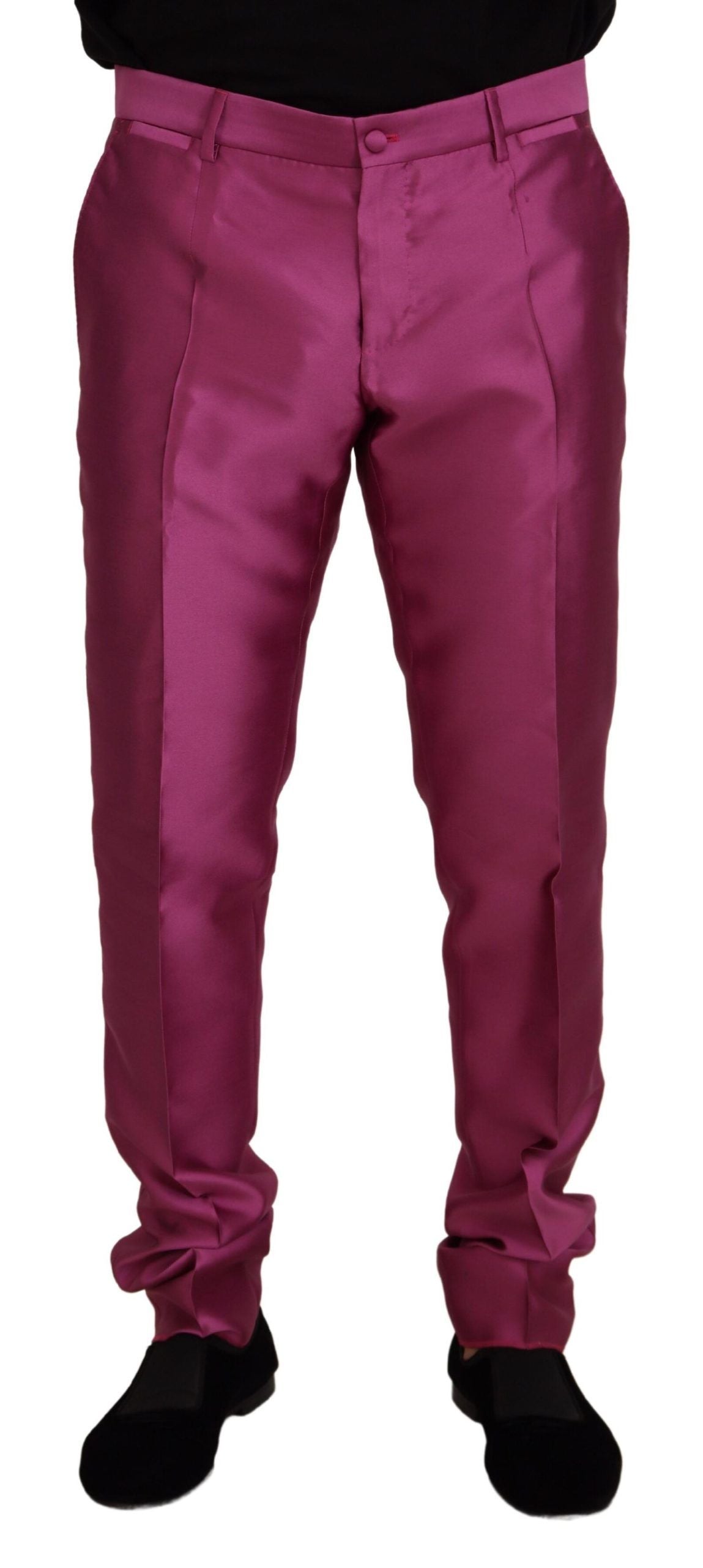 Dolce & Gabbana Pink Silk Slim Trousers Dress Formal Pants | Regal Royce