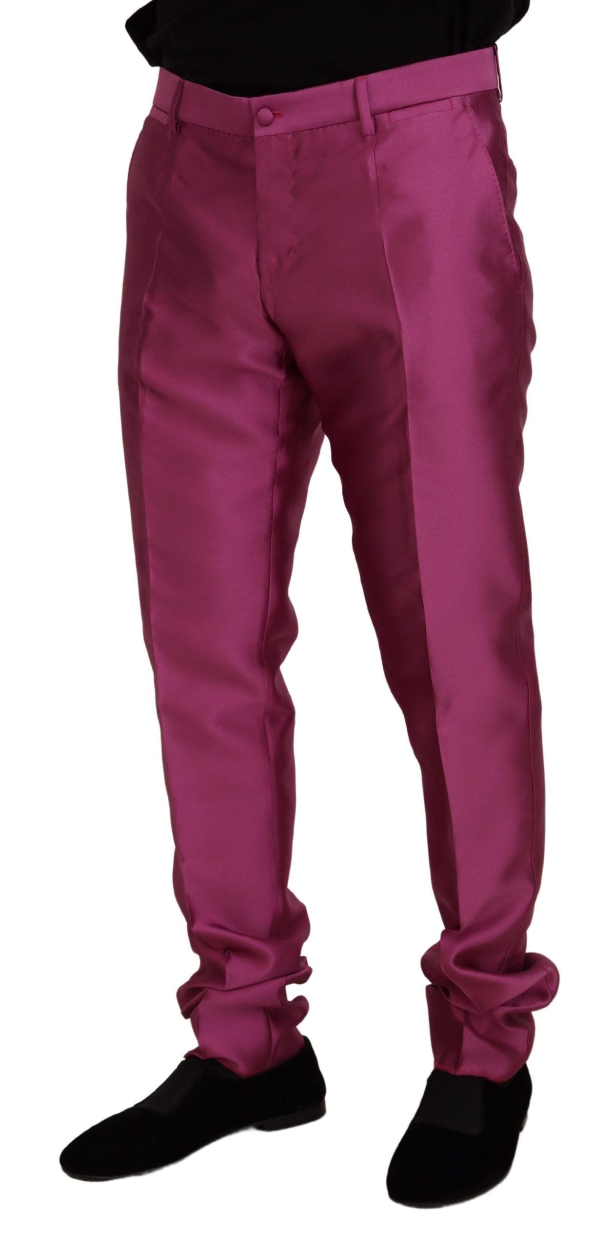 Dolce & Gabbana Pink Silk Slim Trousers Dress Formal Pants | Regal Royce