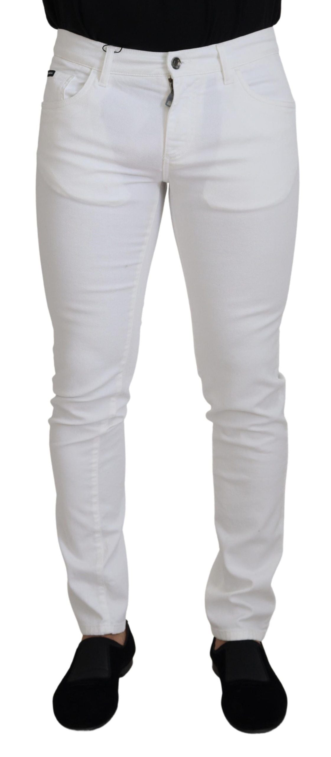 Dolce & Gabbana White Slim Skinny Stretch Cotton Denim Jeans | Regal Royce