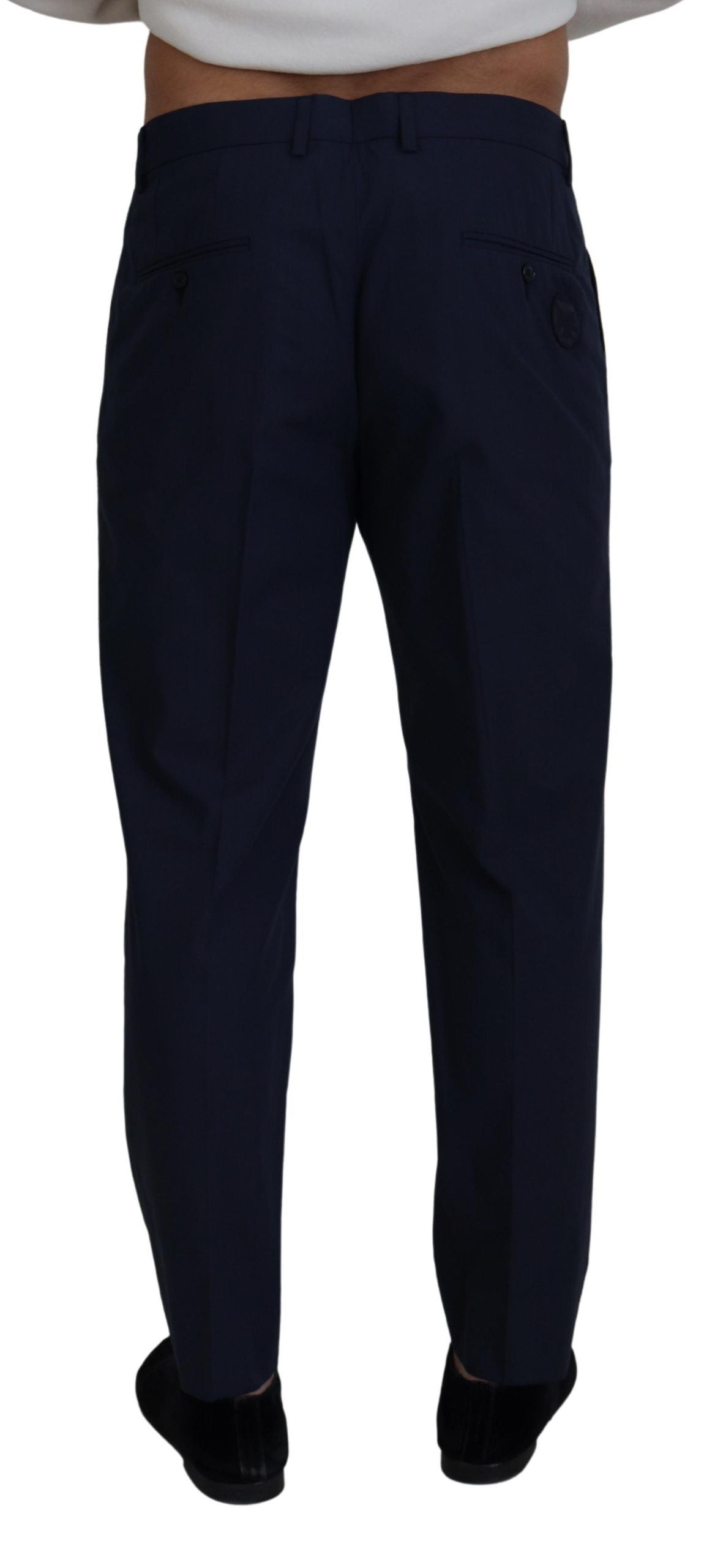 Dolce & Gabbana Blue Cotton Slim Trousers Chinos Pants | Regal Royce