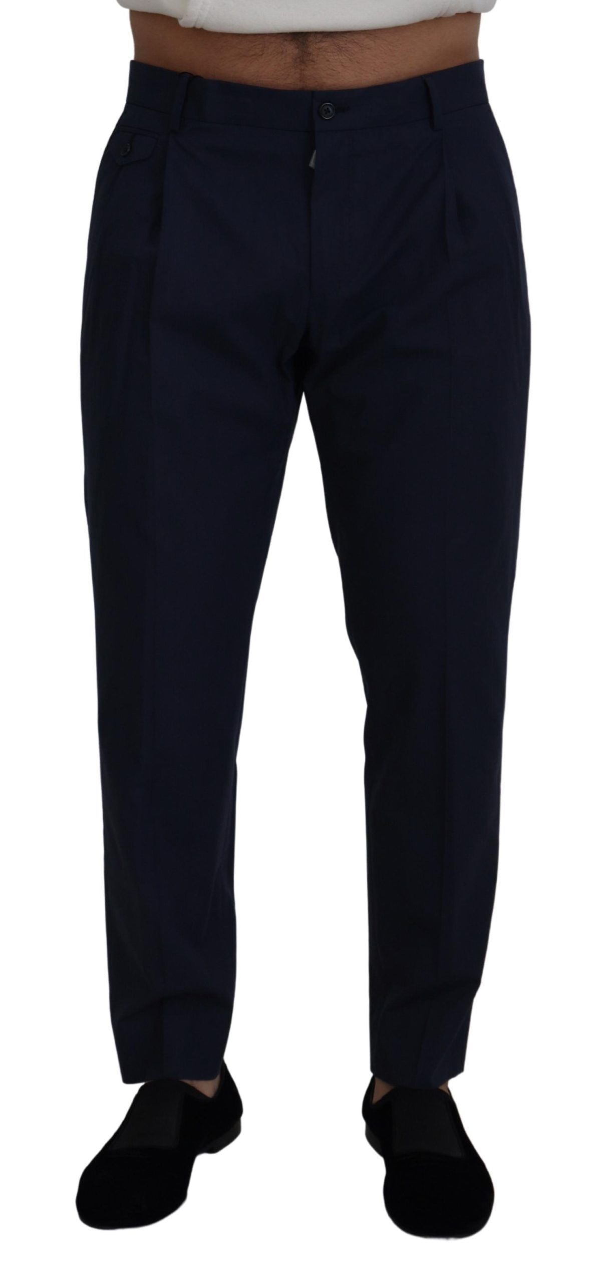 Dolce & Gabbana Blue Cotton Slim Trousers Chinos Pants | Regal Royce