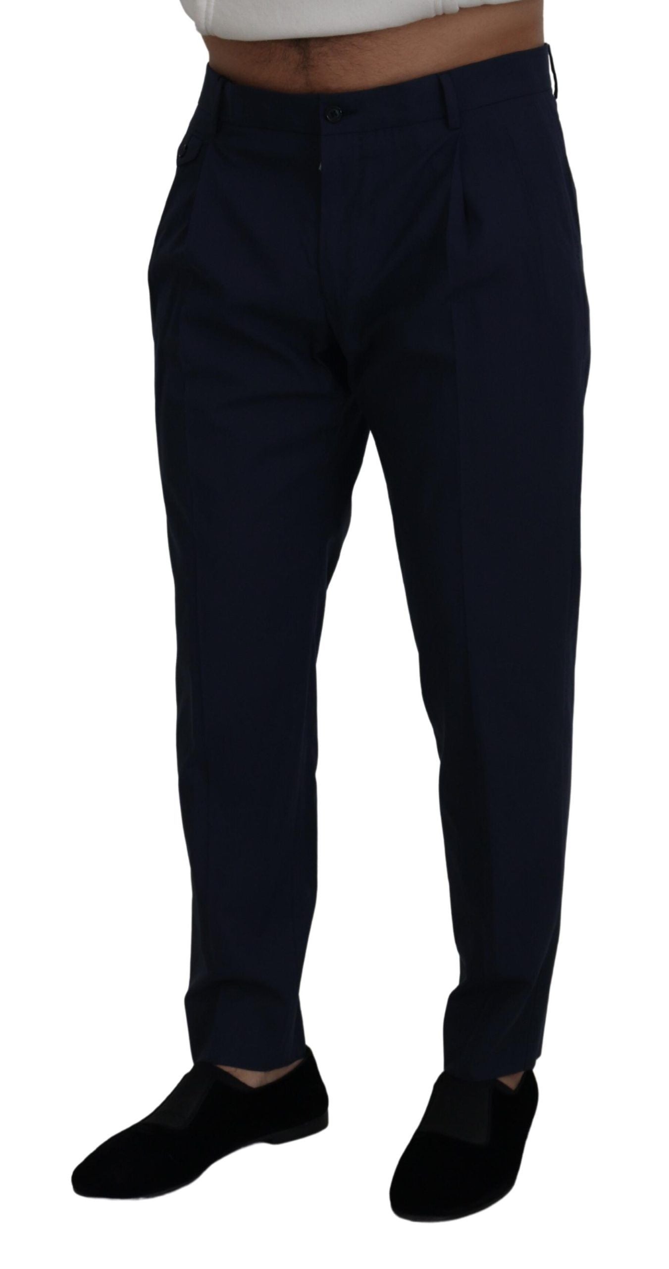 Dolce & Gabbana Blue Cotton Slim Trousers Chinos Pants | Regal Royce