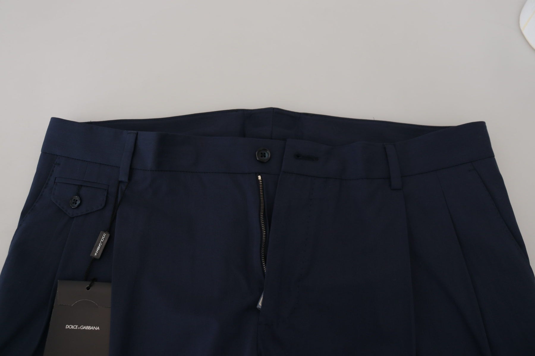 Dolce & Gabbana Blue Cotton Slim Trousers Chinos Pants | Regal Royce
