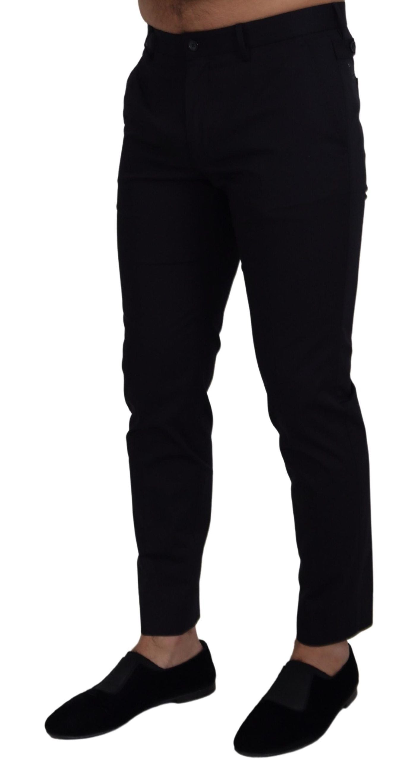 Dolce & Gabbana Blue Stretch Cotton Slim Trousers Chinos Pants | Regal Royce
