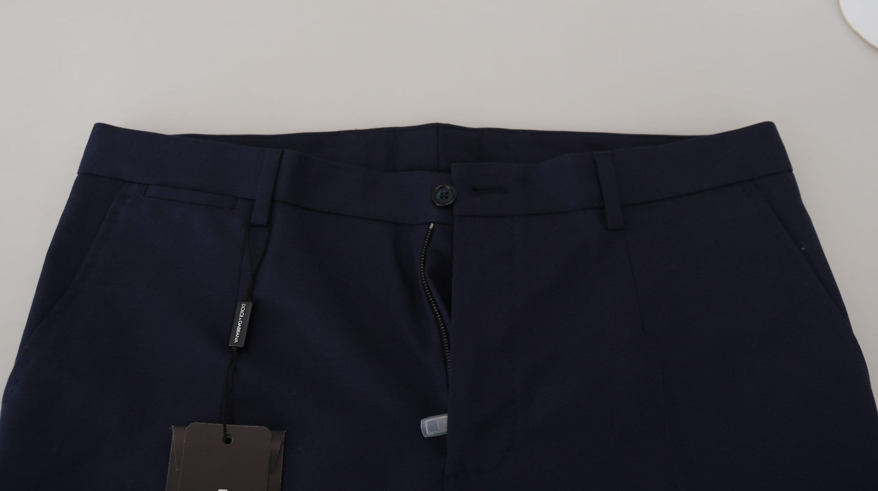 Dolce & Gabbana Blue Linen Cotton Slim Trousers Chinos Pants | Regal Royce