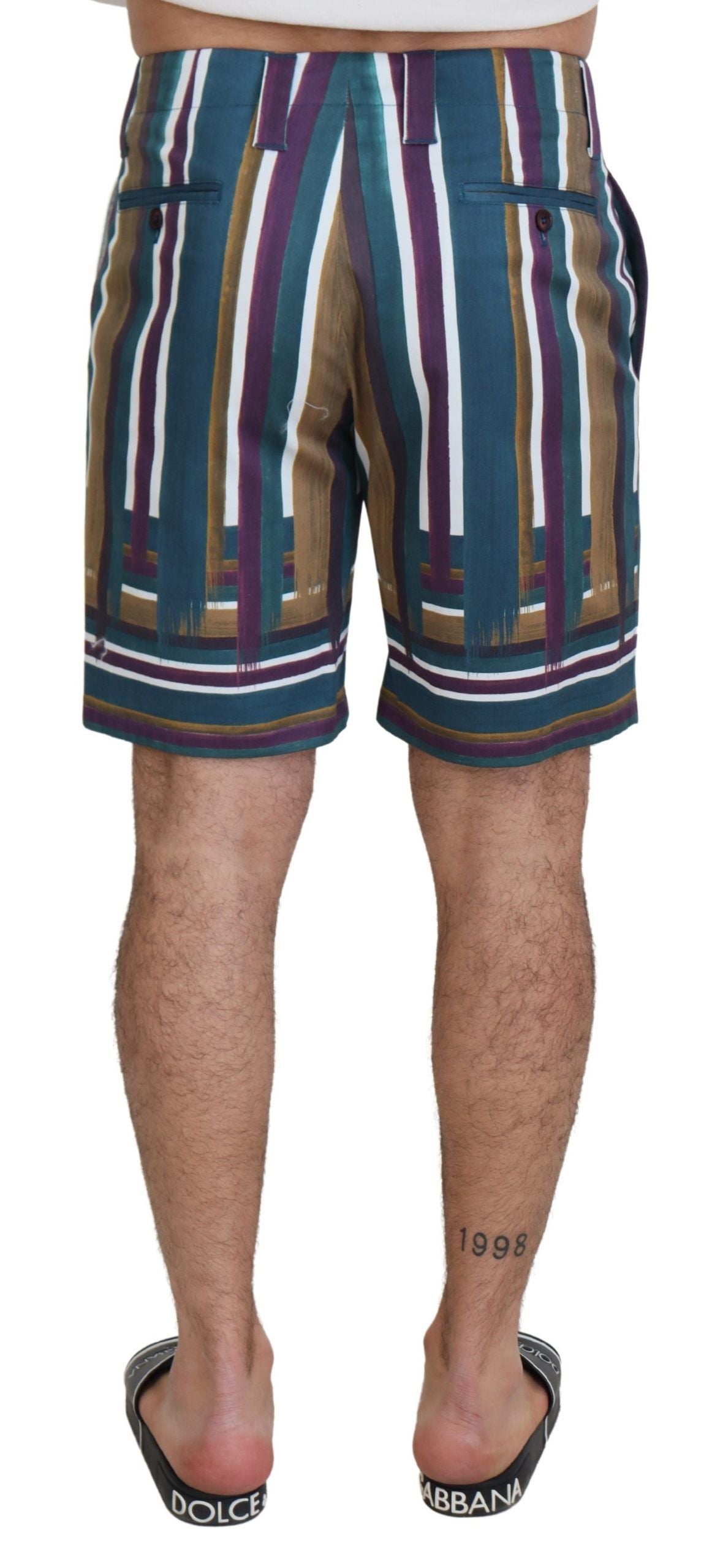 Dolce & Gabbana Multicolor Striped Stretch Cotton Shorts | Regal Royce