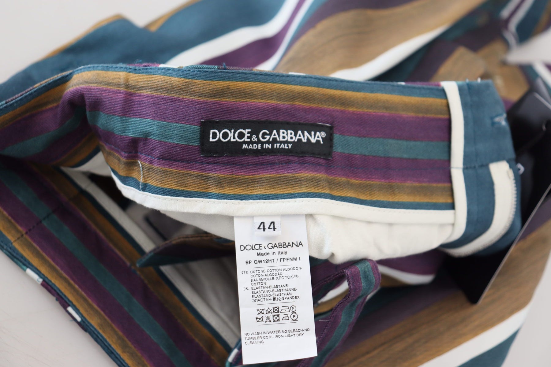 Dolce & Gabbana Multicolor Striped Stretch Cotton Shorts | Regal Royce