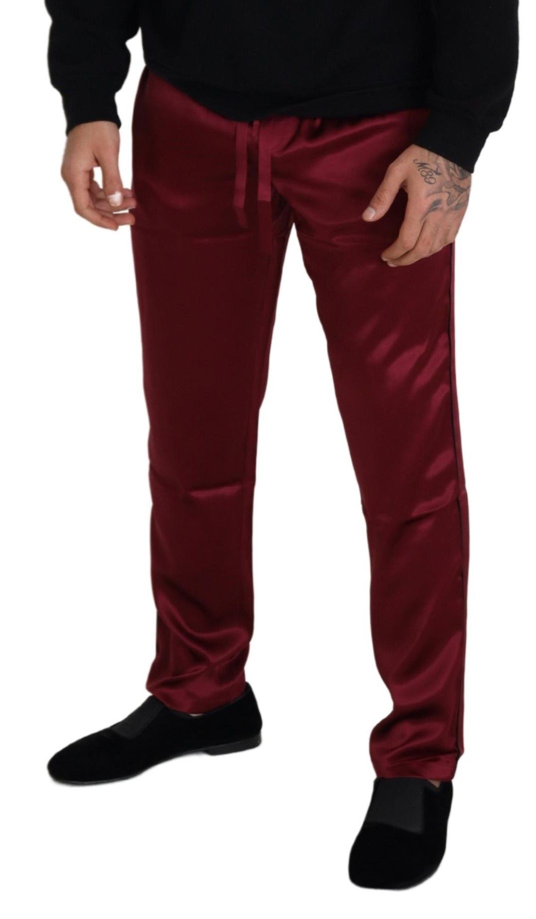 Dolce & Gabbana Bordeaux Silk DG Sleep Lounge Pants | Regal Royce