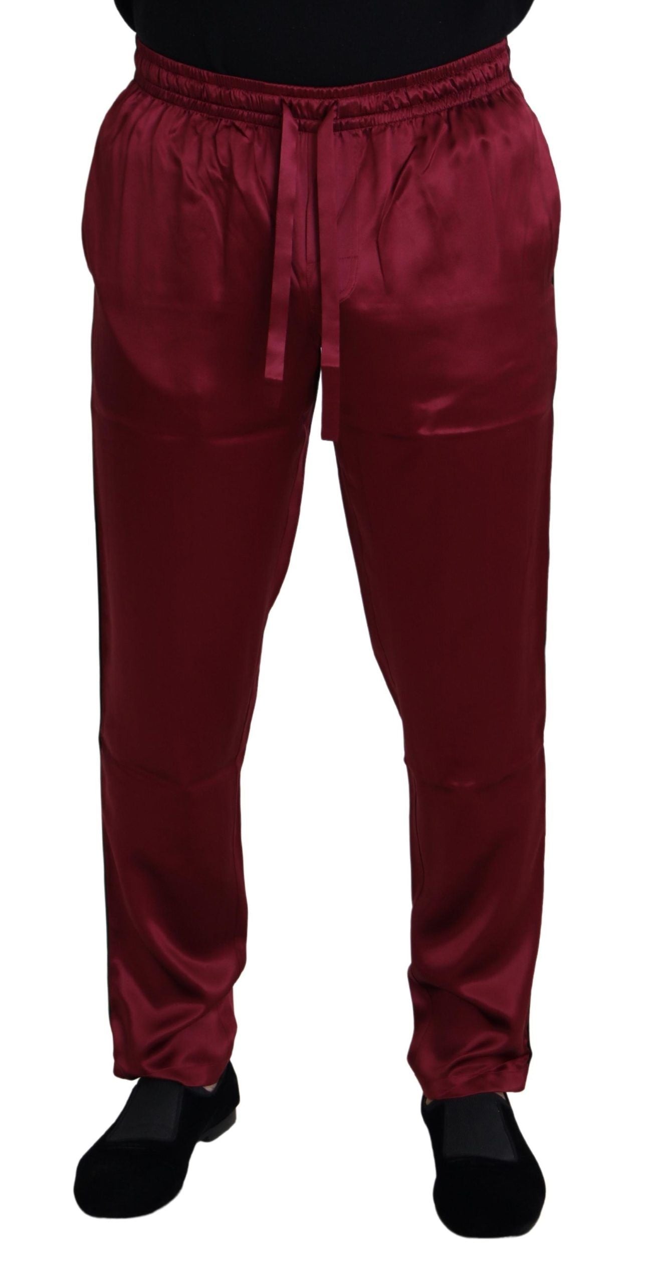 Dolce & Gabbana Bordeaux Silk DG Sleep Lounge Pants | Regal Royce