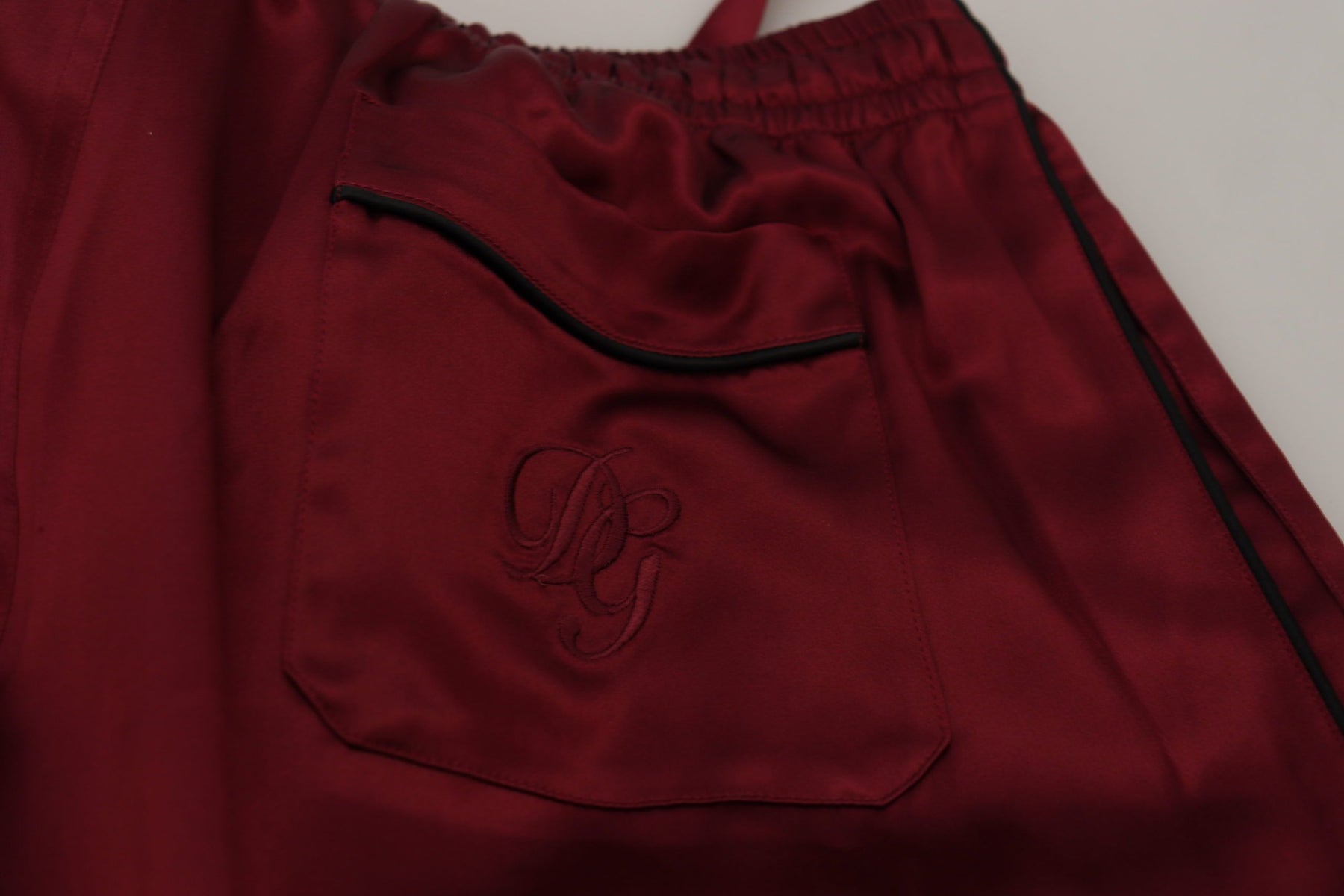 Dolce & Gabbana Bordeaux Silk DG Sleep Lounge Pants | Regal Royce