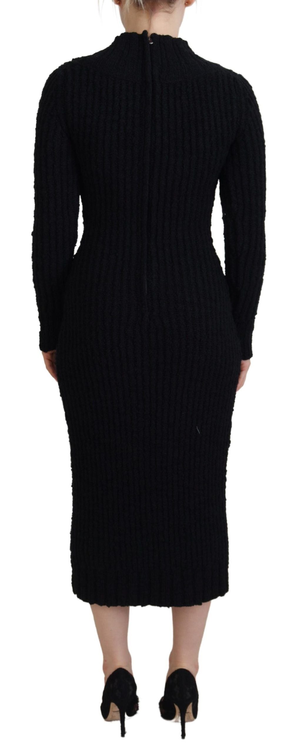 Dolce & Gabbana Black Wool Knitted Sheath Sweater Dress | Regal Royce
