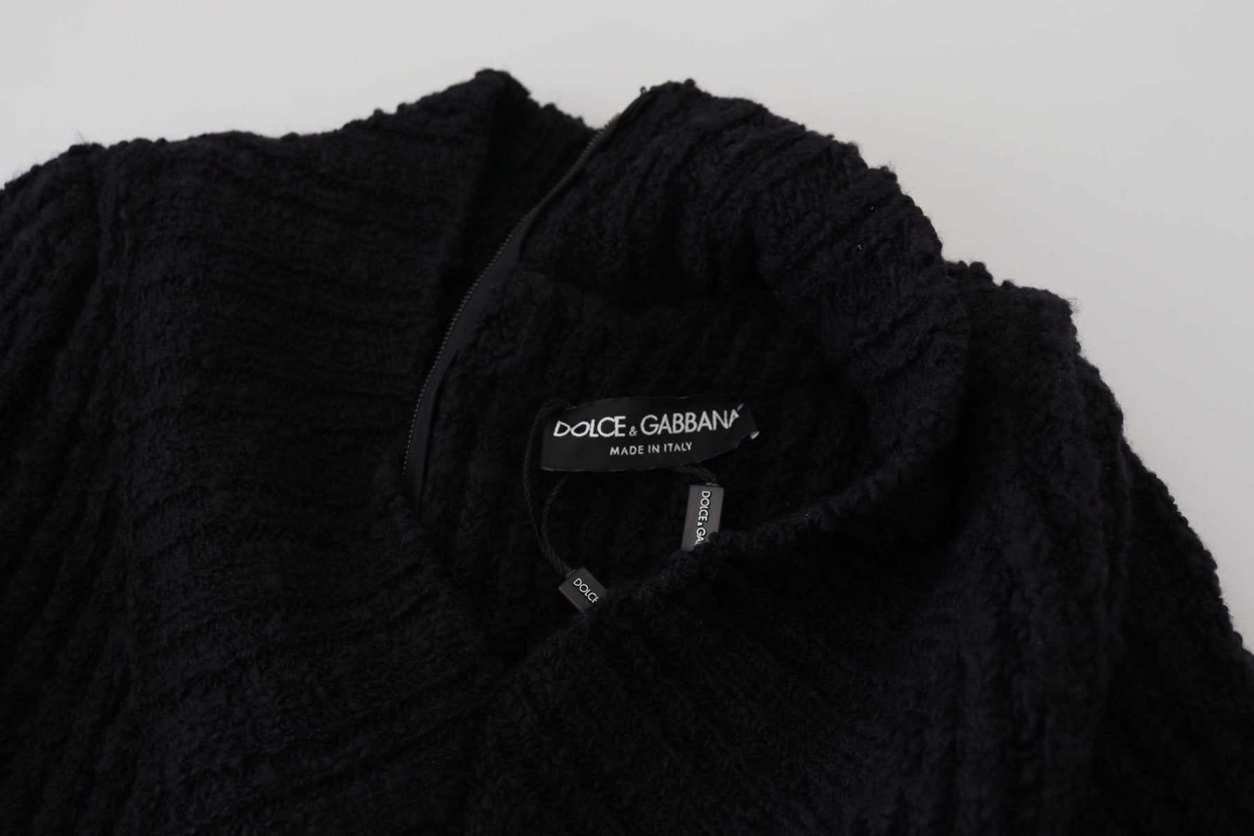 Dolce & Gabbana Black Wool Knitted Sheath Sweater Dress | Regal Royce