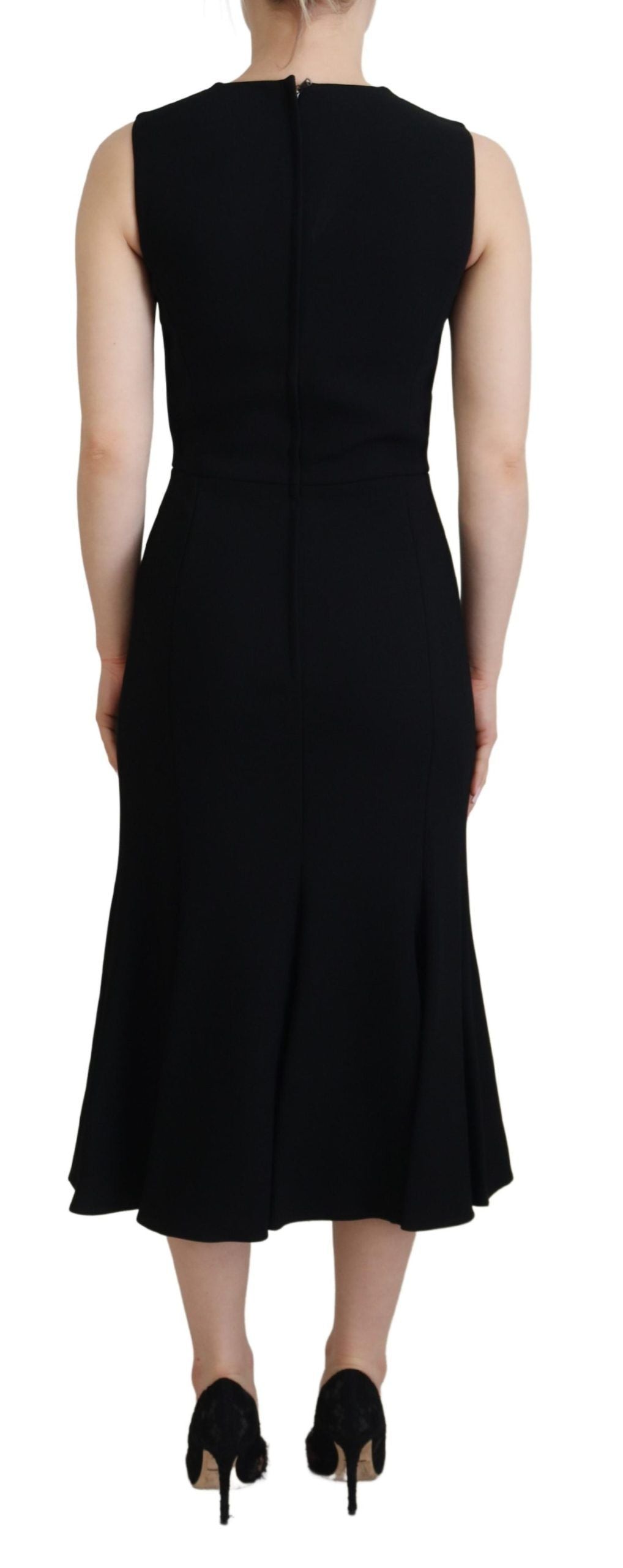 Dolce & Gabbana Black Dress Sheath Flare Viscose Dress | Regal Royce