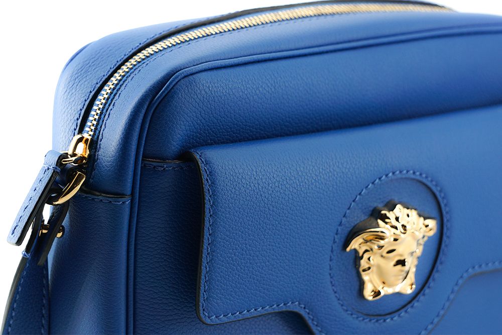 Versace Blue Calf Leather Camera Shoulder Bag | Regal Royce