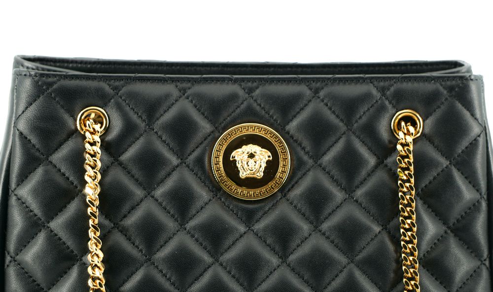 Versace Black Quilted Nappa Leather Medusa Tote Handbag | Regal Royce