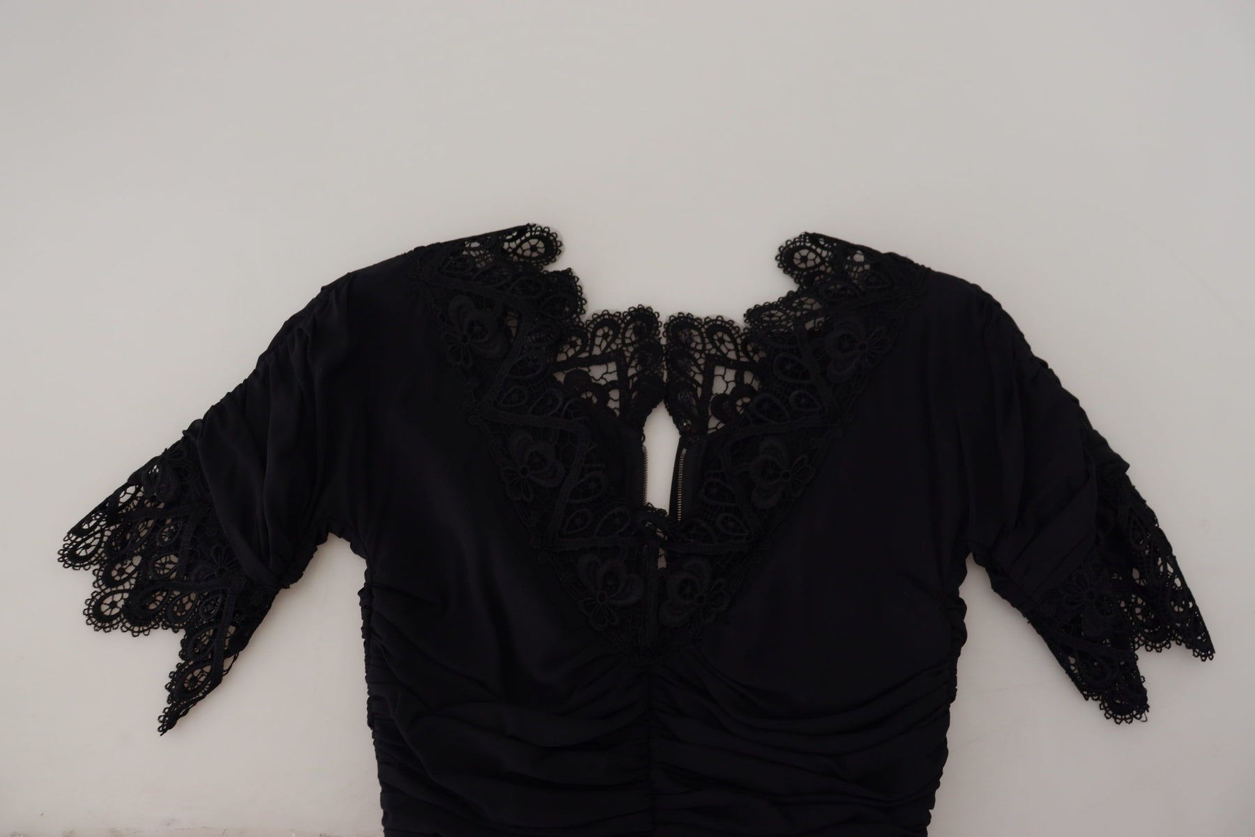 Dolce & Gabbana Black Sheath Midi Bodycon Lace Silk Dress | Regal Royce