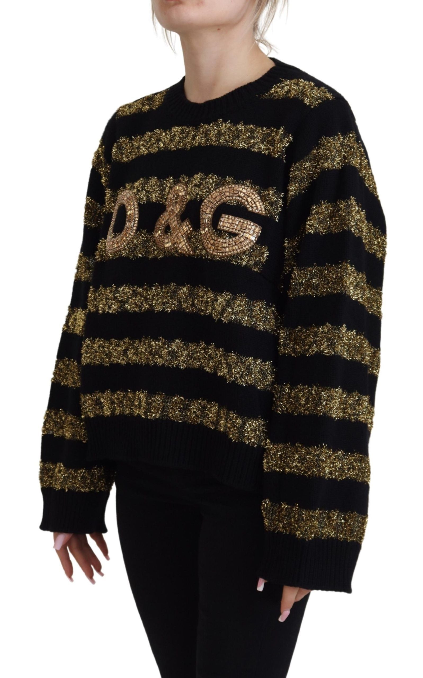Dolce & Gabbana Black Gold D&G Crystal Cashmere Sweater | Regal Royce