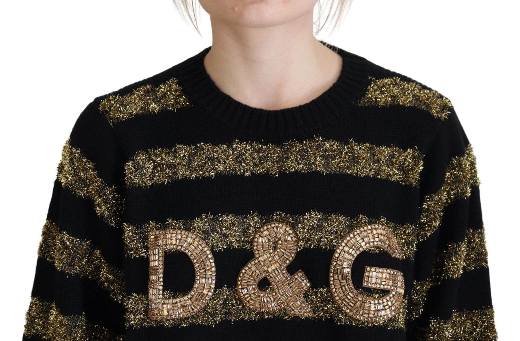 Dolce & Gabbana Black Gold D&G Crystal Cashmere Sweater | Regal Royce