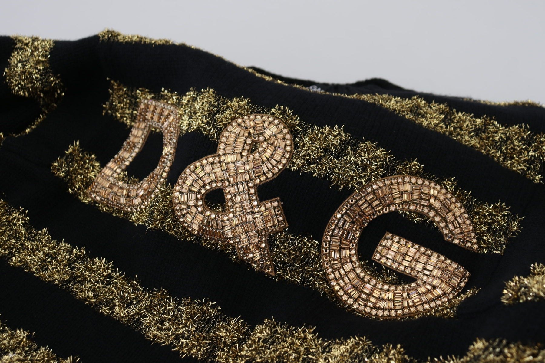 Dolce & Gabbana Black Gold D&G Crystal Cashmere Sweater | Regal Royce