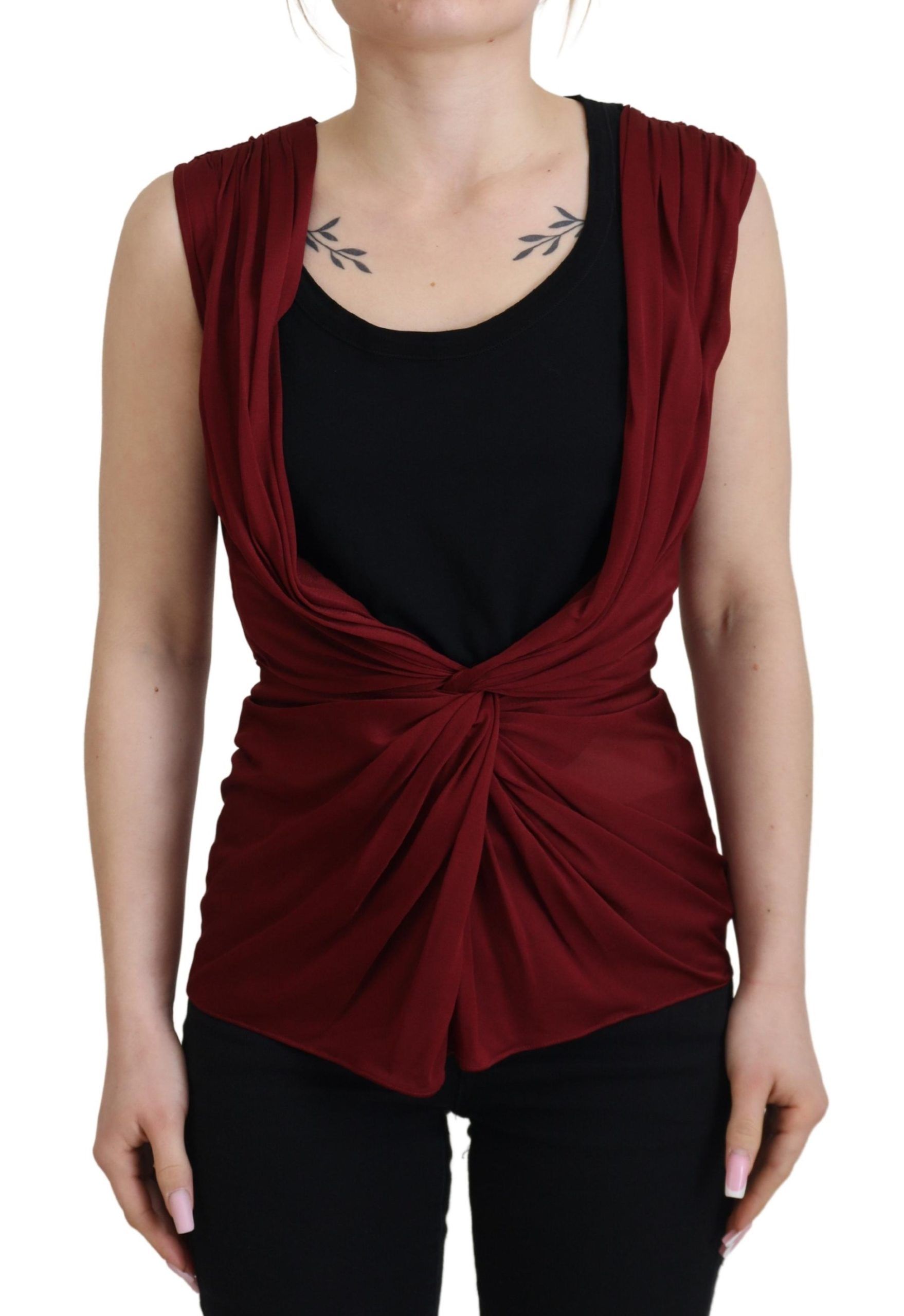 Dolce & Gabbana Bordeaux Silk Stretch Top Vest Blouse | Regal Royce