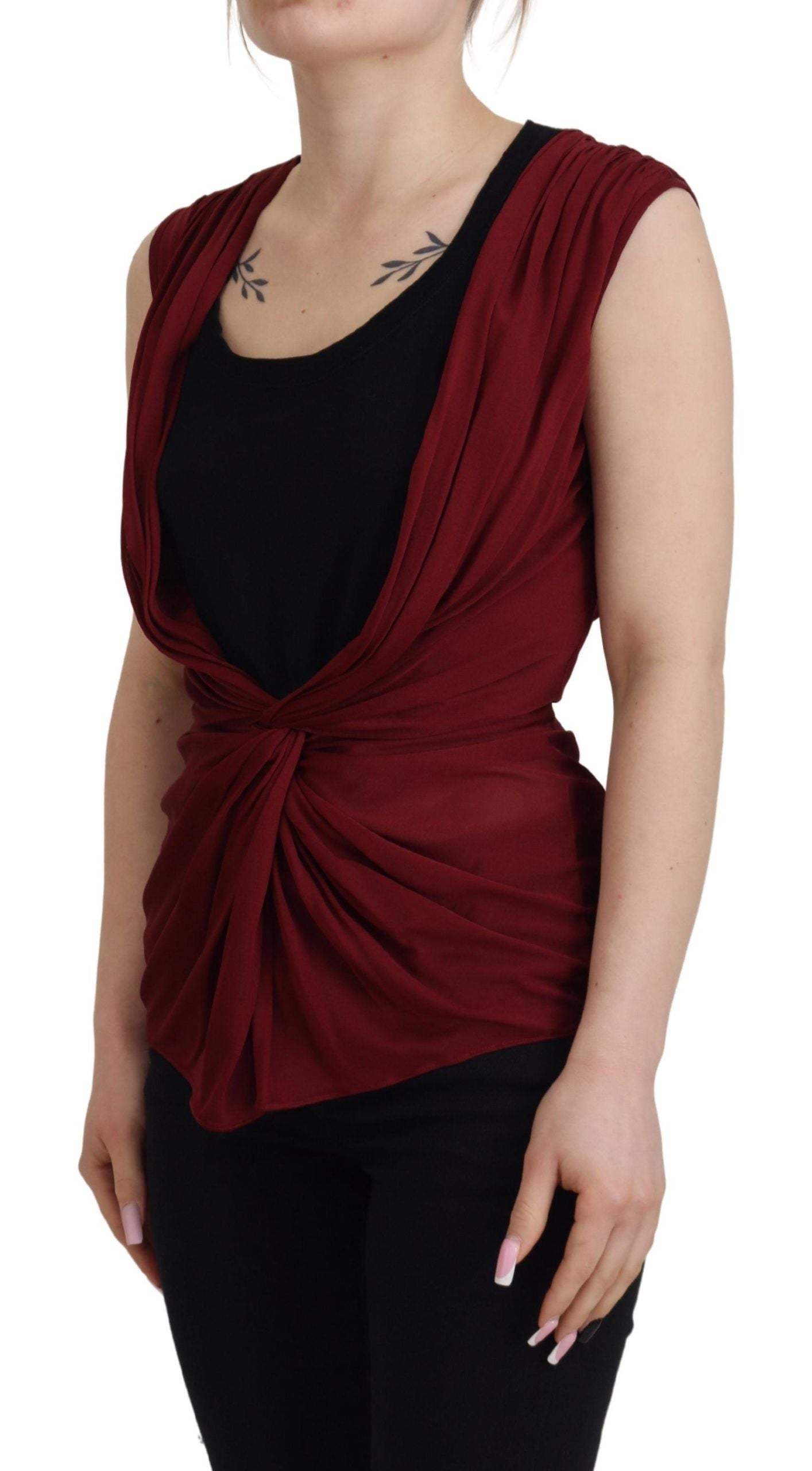 Dolce & Gabbana Bordeaux Silk Stretch Top Vest Blouse | Regal Royce