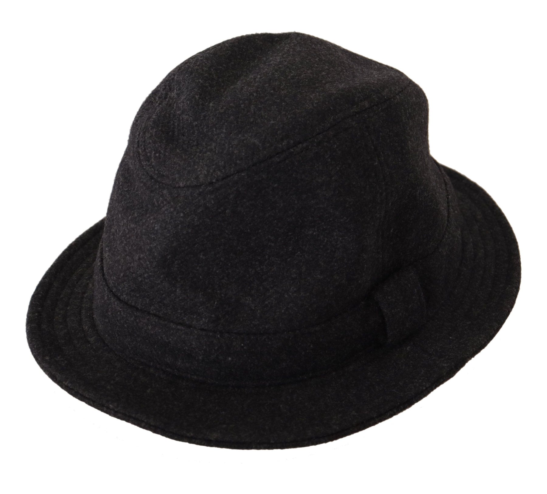 Dolce & Gabbana Gray Virgin Wool Logo Fedora Trilby Cappello Hat | Regal Royce