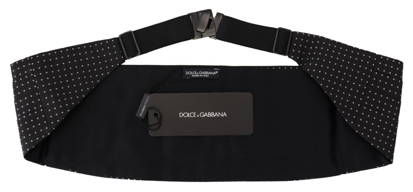 Dolce & Gabbana Black Polka Dot Wide Waist Men Belt Cummerband | Regal Royce