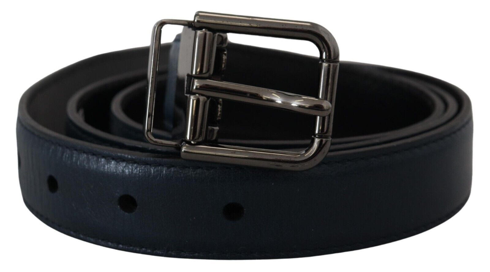 Dolce & Gabbana Blue Leather Silver Metal Buckle Vintage Belt | Regal Royce