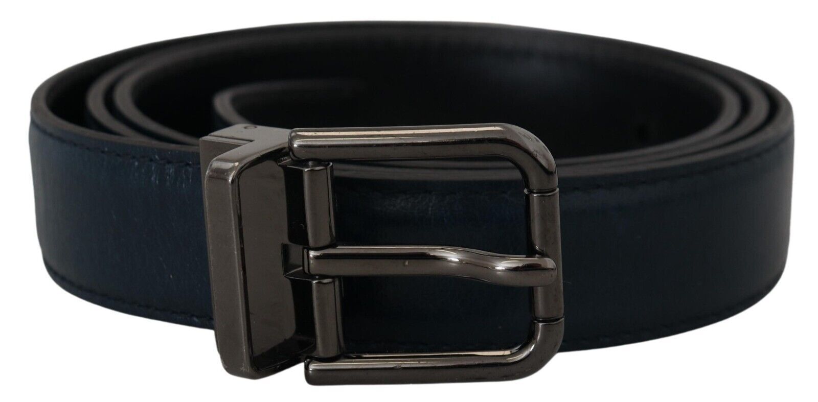 Dolce & Gabbana Blue Leather Silver Metal Buckle Vintage Belt | Regal Royce