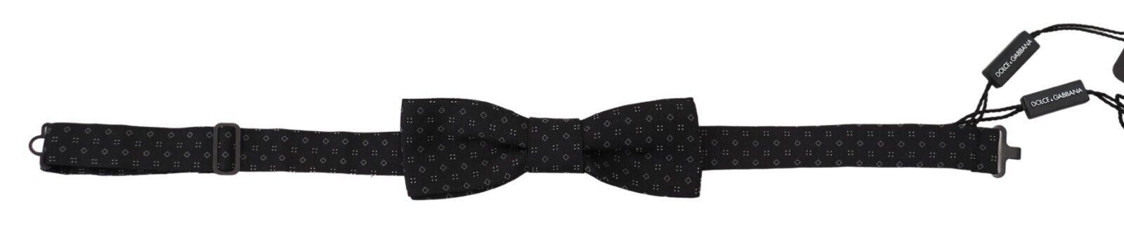 Dolce & Gabbana Black Pattern Silk Adjustable Neck Papillon Bow Tie | Regal Royce