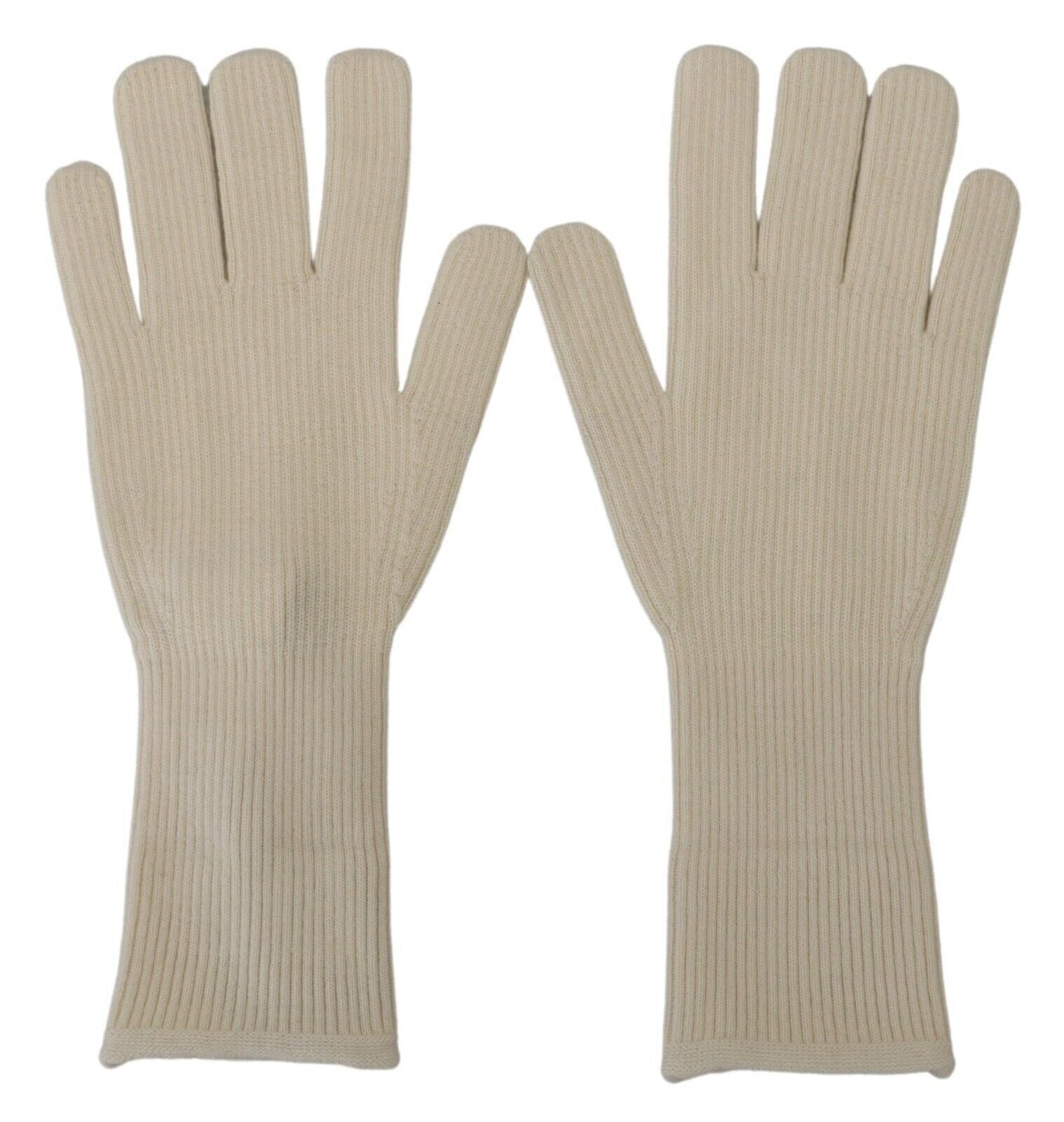 Dolce & Gabbana White Cashmere Knitted Hands Mitten Mens Gloves | Regal Royce