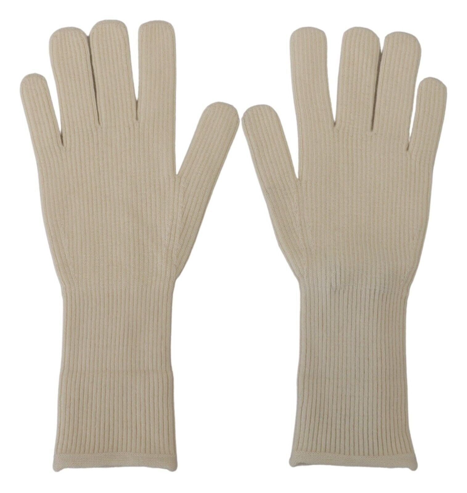Dolce & Gabbana White Cashmere Knitted Hands Mitten Mens Gloves | Regal Royce
