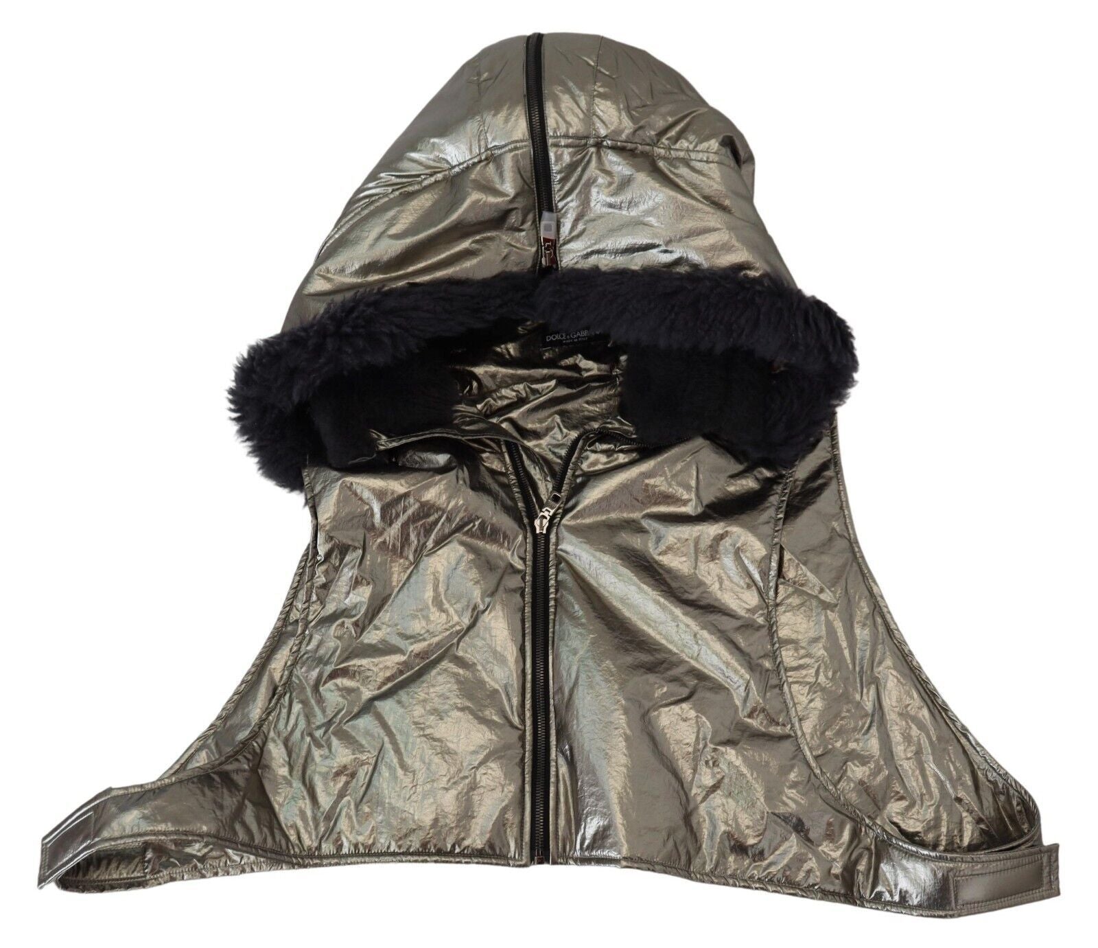 Dolce & Gabbana Silver Fur Whole Head Wrap Men Capello Nylon Hat | Regal Royce