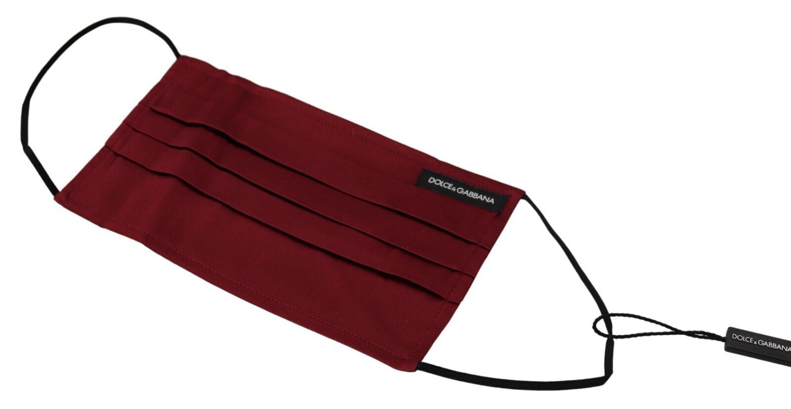 Dolce & Gabbana Maroon Silk Pleated Elastic Ear Strap One Size Face Mask | Regal Royce