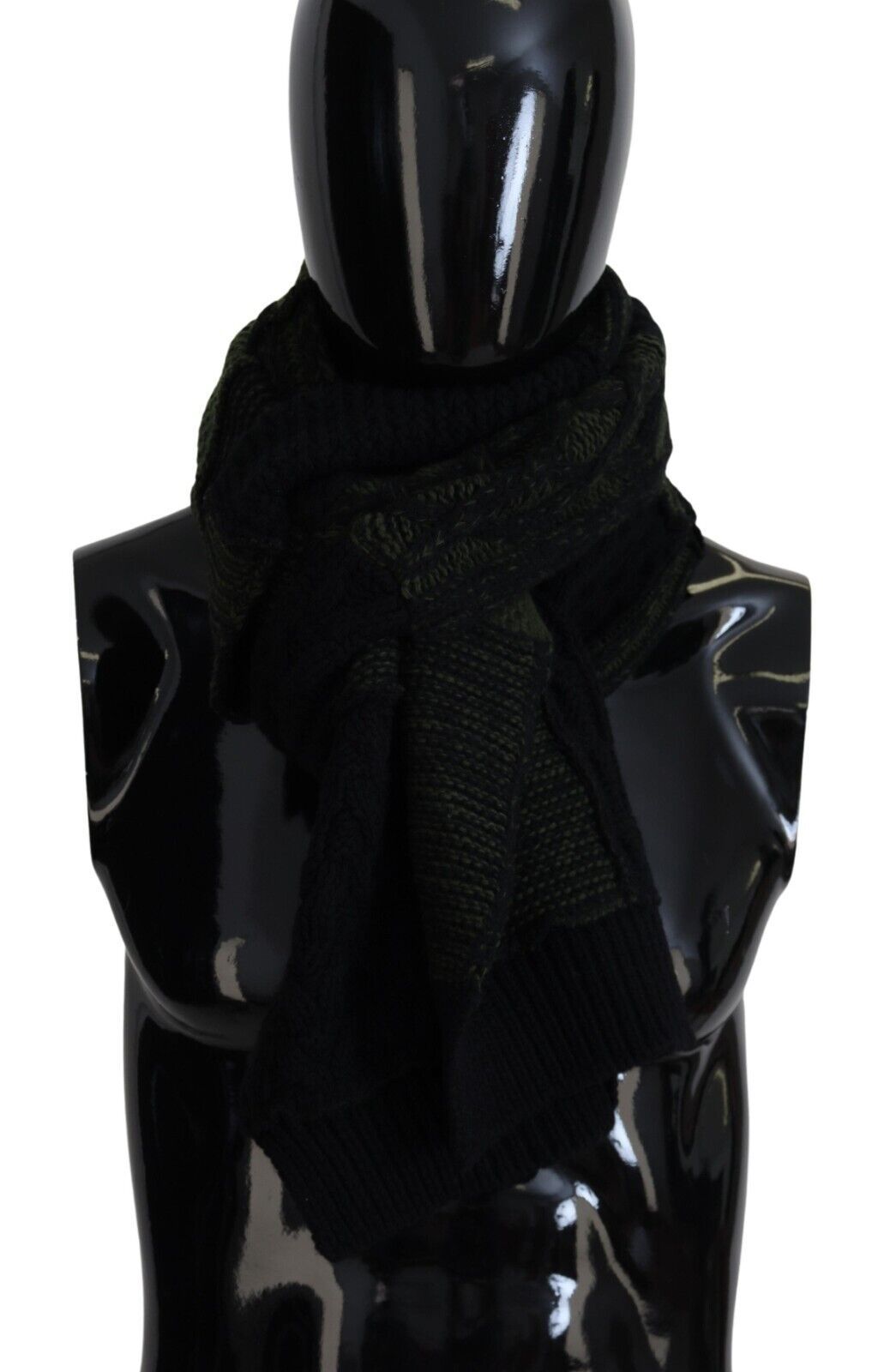 Dolce & Gabbana Black Green Knitted Men Neck Wrap Shawl Scarf | Regal Royce