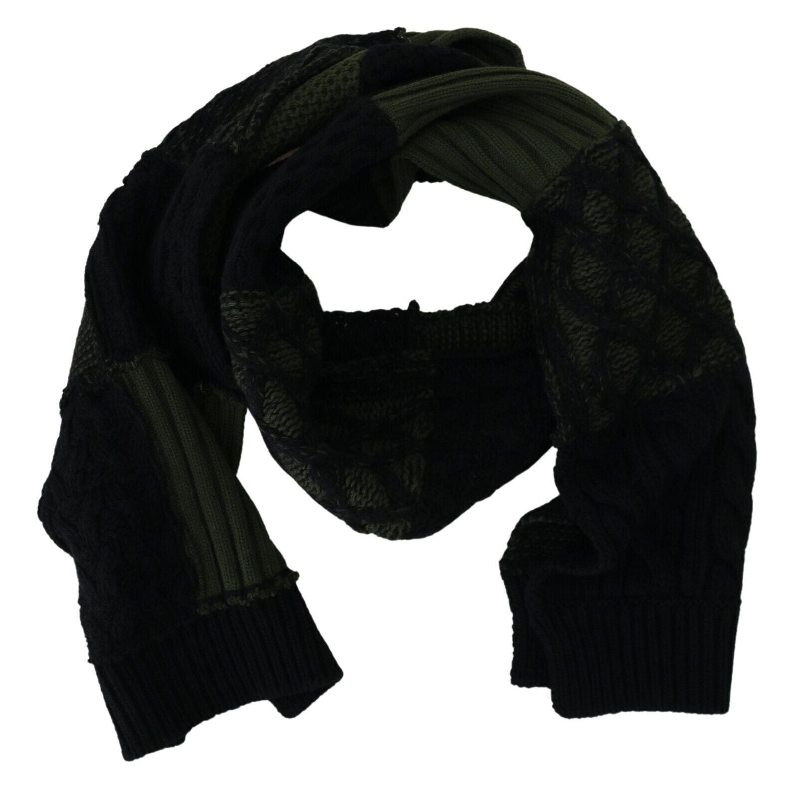 Dolce & Gabbana Black Green Knitted Men Neck Wrap Shawl Scarf | Regal Royce