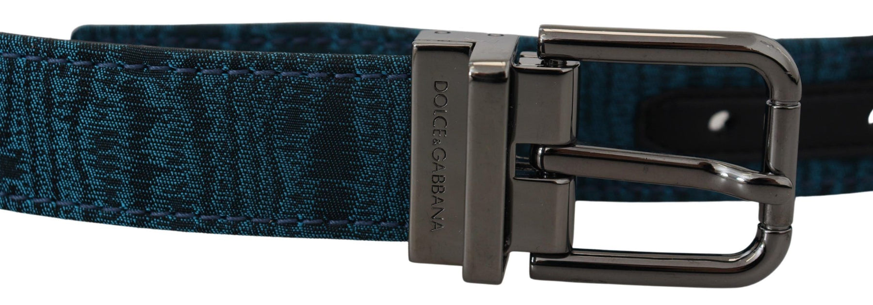 Dolce & Gabbana Blue Jacquard Moire Silver Metal Belt Men | Regal Royce