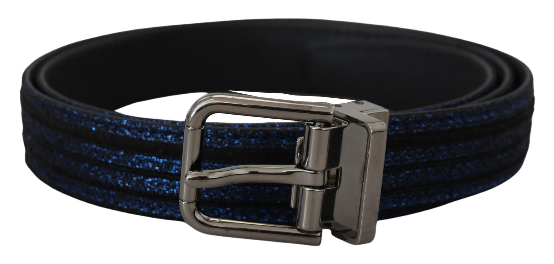 Dolce & Gabbana Blue Jacquard Stripe Silver Buckle Belt | Regal Royce