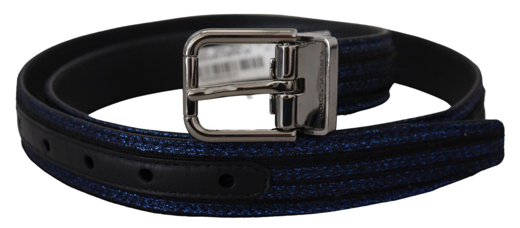 Dolce & Gabbana Blue Jacquard Stripe Silver Buckle Belt | Regal Royce