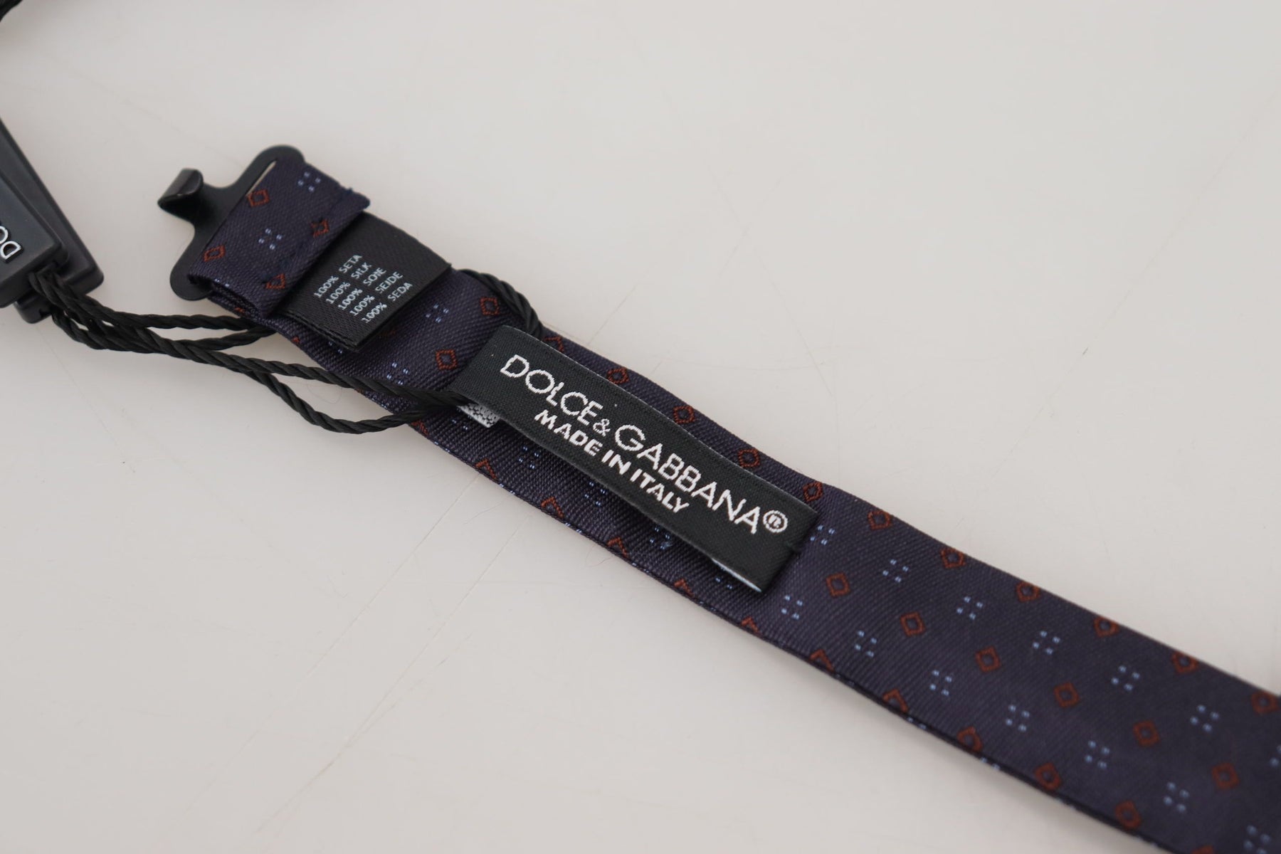 Dolce & Gabbana Blue Pattern Silk Adjustable Neck Papillon Bow Tie | Regal Royce